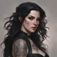 Matte portrait of Yennefer with tattoos, 8k, Highly Detailed, Powerful, Alluring, Artstation, Magical, Digital Painting, Photo Realistic, Sharp Focus, Volumetric Lighting, Concept Art by Stanley Artgerm Lau, Alphonse Mucha, Greg Rutkowski