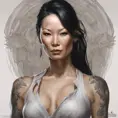 Matte portrait of Lucy Liu with tattoos, 8k, Highly Detailed, Powerful, Alluring, Artstation, Magical, Digital Painting, Photo Realistic, Sharp Focus, Volumetric Lighting, Concept Art by Stanley Artgerm Lau, Alphonse Mucha, Greg Rutkowski