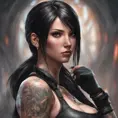 Matte portrait of Tifa Lockhart with tattoos, 8k, Highly Detailed, Powerful, Alluring, Artstation, Magical, Digital Painting, Photo Realistic, Sharp Focus, Volumetric Lighting, Concept Art by Stanley Artgerm Lau, Alphonse Mucha, Greg Rutkowski