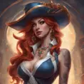 Matte portrait of Miss Fortune with tattoos, 8k, Highly Detailed, Alluring, Artstation, Magical, Digital Painting, Volumetric Lighting, Concept Art by Stanley Artgerm Lau, Alphonse Mucha, Greg Rutkowski