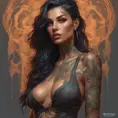 Matte portrait of Allesandra Ambrosio with tattoos, 8k, Highly Detailed, Powerful, Alluring, Artstation, Magical, Digital Painting, Photo Realistic, Sharp Focus, Volumetric Lighting, Concept Art by Stanley Artgerm Lau, Alphonse Mucha, Greg Rutkowski