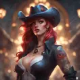 Matte portrait of Miss Fortune with tattoos, 8k, Highly Detailed, Alluring, Artstation, Bokeh effect, Sharp Focus, Volumetric Lighting, Concept Art by Stanley Artgerm Lau, Greg Rutkowski