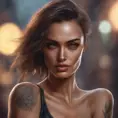 Matte portrait of Irina Shayk with tattoos, 8k, Highly Detailed, Alluring, Artstation, Bokeh effect, Sharp Focus, Volumetric Lighting, Concept Art by Stanley Artgerm Lau, Greg Rutkowski