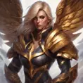 Matte portrait of Kayle from League of Legends with tattoos, 8k, Highly Detailed, Powerful, Alluring, Artstation, Magical, Digital Painting, Photo Realistic, Sharp Focus, Volumetric Lighting, Concept Art by Stanley Artgerm Lau, Greg Rutkowski