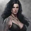 Matte portrait of Yennefer with tattoos, 8k, Highly Detailed, Alluring, Artstation, Bokeh effect, Sharp Focus, Volumetric Lighting, Concept Art by Stanley Artgerm Lau, Greg Rutkowski