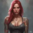 Matte portrait of Katarina with tattoos, 8k, Highly Detailed, Powerful, Alluring, Artstation, Magical, Digital Painting, Photo Realistic, Sharp Focus, Volumetric Lighting, Concept Art by Stanley Artgerm Lau, Alphonse Mucha, Greg Rutkowski