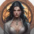 Matte portrait of Morgana with tattoos, 8k, Highly Detailed, Powerful, Alluring, Artstation, Magical, Digital Painting, Photo Realistic, Sharp Focus, Volumetric Lighting, Concept Art by Stanley Artgerm Lau, Alphonse Mucha, Greg Rutkowski