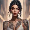 Matte portrait of Madison Beer with tattoos, 8k, Highly Detailed, Powerful, Alluring, Artstation, Magical, Digital Painting, Photo Realistic, Sharp Focus, Volumetric Lighting, Concept Art by Stanley Artgerm Lau, Alphonse Mucha, Greg Rutkowski