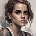 Matte portrait of Emma Watson with tattoos, 8k, Highly Detailed, Powerful, Alluring, Artstation, Magical, Digital Painting, Photo Realistic, Sharp Focus, Volumetric Lighting, Concept Art by Stanley Artgerm Lau, Alphonse Mucha, Greg Rutkowski