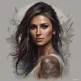 Matte portrait of Nina Dobrev with tattoos, 8k, Highly Detailed, Powerful, Alluring, Artstation, Magical, Digital Painting, Photo Realistic, Sharp Focus, Volumetric Lighting, Concept Art by Stanley Artgerm Lau, Alphonse Mucha, Greg Rutkowski