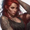 Matte portrait of Katarina with tattoos, 8k, Highly Detailed, Powerful, Alluring, Artstation, Magical, Digital Painting, Photo Realistic, Sharp Focus, Volumetric Lighting, Concept Art by Stanley Artgerm Lau, Alphonse Mucha, Greg Rutkowski