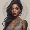 Matte portrait of Zoe Saldaña with tattoos, 8k, Highly Detailed, Powerful, Alluring, Artstation, Magical, Digital Painting, Photo Realistic, Sharp Focus, Volumetric Lighting, Concept Art by Stanley Artgerm Lau, Alphonse Mucha, Greg Rutkowski