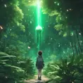 Studio ghibli, rocket explosion, jungle, solar, green technology, optimist future, 8k, Bokeh effect, Cinematic Lighting, Iridescence, Vibrant by WLOP