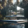 Beautiful futuristic architectural glass house in the forest on a large lake, 8k, Award-Winning, Highly Detailed, Beautiful, Epic, Octane Render, Unreal Engine, Radiant, Volumetric Lighting by Archillect