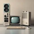 A Gaming Computer designed by Dieter Rams. Product ad retro, 8k, Highly Detailed, Vintage Illustration, Sharp Focus, Smooth, Octane Render