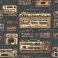a bentobox that contains musical instruments including an 80's synthesizer at the bottom and effect pedals and tape cassette loopers, in the style of circuit bending, beat up, duct tape, screws, circuits, wires, dirty, broken, capacitors, cables, grunge, 8k, Highly Detailed, Vintage Illustration, Sharp Focus, Smooth, Octane Render