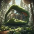 Beautiful futuristic organic house made from imaginary plants in a forest, 8k, Award-Winning, Highly Detailed, Beautiful, Epic, Octane Render, Unreal Engine, Radiant, Volumetric Lighting by Beeple