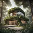 Beautiful futuristic organic house made from imaginary plants in a forest, 8k, Award-Winning, Highly Detailed, Beautiful, Epic, Octane Render, Unreal Engine, Radiant, Volumetric Lighting by Stefan Kostic