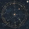 Starmap of celestial constellations, Digital Illustration