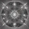 polution symboles, connected to other universes, to the invisible worlds, shades of grey colors, shinning light, sacred geometry, Digital Illustration