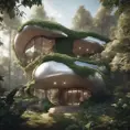 Beautiful futuristic organic house made from imaginary plants in a forest, 8k, Award-Winning, Highly Detailed, Beautiful, Epic, Octane Render, Unreal Engine, Radiant, Volumetric Lighting by WLOP