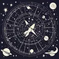 Stencil of astronomy horoscope in space with stars, planets, shooting stars and moon, Digital Illustration