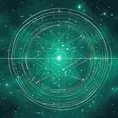 galaxy constellation of stars joined by thin straight lines horoscope leo aqua green, Digital Illustration