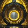 Dark yellow magical portal place, Futuristic, Sci-Fi