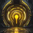 Dark yellow magical portal place, Futuristic, Sci-Fi