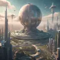 An utopian image of a world built using AI, Sci-Fi by Stefan Kostic