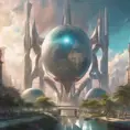 An utopian image of a world built using AI technology, Sci-Fi by Stanley Artgerm Lau