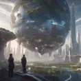 An utopian image of a world built using AI, Sci-Fi by WLOP