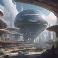 An utopian image of a world built using AI, Sci-Fi by WLOP