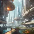 An utopian image of a world built using AI technology, Sci-Fi by Stanley Artgerm Lau