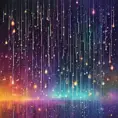 Abstract magical rain, universe, stars, Iridescence, Volumetric Lighting by Greg Rutkowski