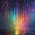 Abstract magical rain, universe, stars, Iridescence, Volumetric Lighting by Stefan Kostic