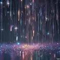 Abstract magical rain, universe, stars, Iridescence, Volumetric Lighting by WLOP