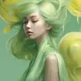 Muted tones of pastel green and yellow, evoking a sense of calmness, endless muse, Digital Art, 3D art, Elegant by Stanley Artgerm Lau