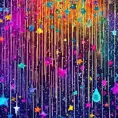 Abstract magical rain, universe, stars, Iridescence, Vibrant Colors