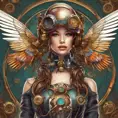 Steampunk portrait of a Humming Bird, clean vector, colorful illustration, inspired by future technology, Highly Detailed, Vintage Illustration, Steampunk, Smooth, Vector Art, Colorful by Stanley Artgerm Lau