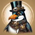 Steampunk portrait of a Penguin, clean vector, colorful illustration, inspired by future technology, Highly Detailed, Vintage Illustration, Steampunk, Smooth, Vector Art, Colorful by Stanley Artgerm Lau