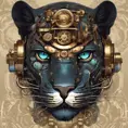 Steampunk portrait of a Panther, clean vector, colorful illustration, inspired by future technology, Highly Detailed, Vintage Illustration, Steampunk, Smooth, Vector Art, Colorful by Stefan Kostic