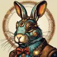 Steampunk portrait of a Rabbit, clean vector, colorful illustration, inspired by future technology, Highly Detailed, Vintage Illustration, Steampunk, Smooth, Vector Art, Colorful by Greg Rutkowski