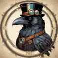 Steampunk portrait of a Raven, clean vector, colorful illustration, inspired by future technology, Highly Detailed, Vintage Illustration, Steampunk, Smooth, Vector Art, Colorful by Stefan Kostic