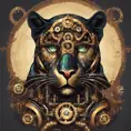 Steampunk portrait of a Panther, clean vector, colorful illustration, inspired by future technology, Highly Detailed, Vintage Illustration, Steampunk, Smooth, Vector Art, Colorful by Stefan Kostic