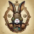 Steampunk portrait of a Rabbit, clean vector, colorful illustration, inspired by future technology, Highly Detailed, Vintage Illustration, Steampunk, Smooth, Vector Art, Colorful by Greg Rutkowski