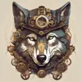 Steampunk portrait of a Wolf, clean vector, colorful illustration, inspired by future technology, Highly Detailed, Vintage Illustration, Steampunk, Smooth, Vector Art, Colorful by WLOP