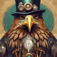 Steampunk portrait of a Eagle, clean vector, colorful illustration, inspired by future technology, Highly Detailed, Vintage Illustration, Steampunk, Smooth, Vector Art, Colorful by Stanley Artgerm Lau