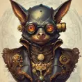 Steampunk portrait of a Bat, clean vector, colorful illustration, inspired by future technology, Highly Detailed, Vintage Illustration, Steampunk, Smooth, Vector Art, Colorful by Stanley Artgerm Lau