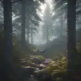 Beautiful misty swedish forest from the view of a mountain, Atmospheric, Highly Detailed, Intricate, Trending on Artstation, Stunning, Realistic, Unreal Engine, Dynamic Lighting, Radiant, Fantasy by Stanley Artgerm Lau